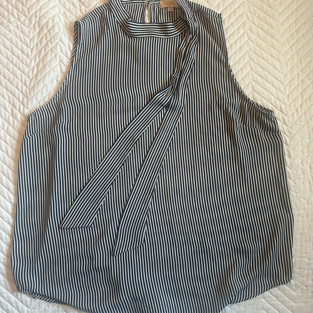 LOFT Outlet- Striped Sleeveless Top - Navy and White